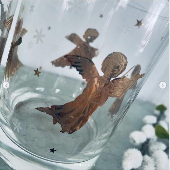 Vintage Culver MCM Lowball Glass Barware Gold Angel Cherub Snowflake SET 3 - Picture 3 of 8